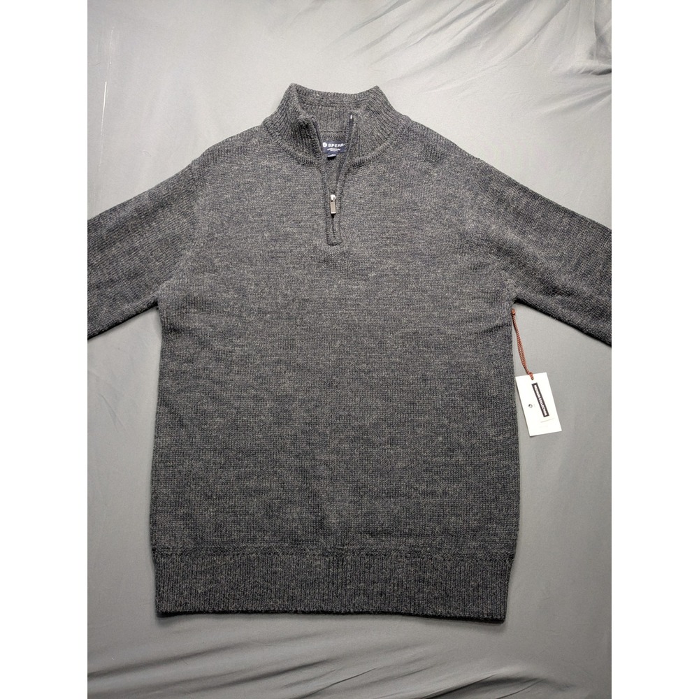Sperry Premium Mens Charcoal Heather Wool Blend Quarter Zip Sweater SP522 New M